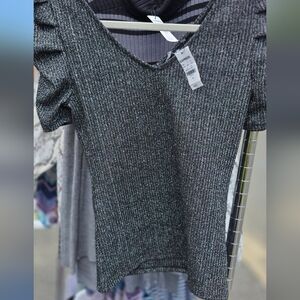 Express Metallic Black Blouse/top